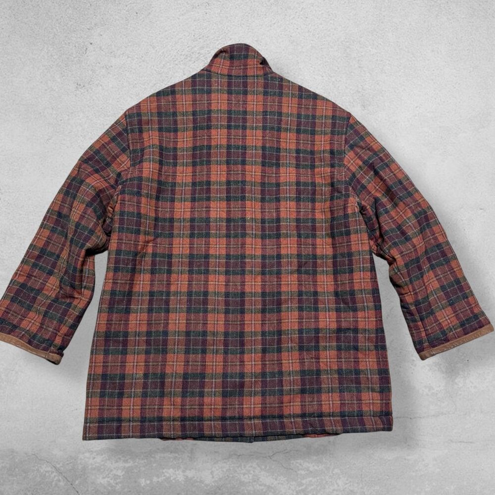 Vtg 90s Ralph Lauren Outdoor Jacket Lambswool Leather Barn Chore Coat Boxy Plaid - Picture 5 of 7